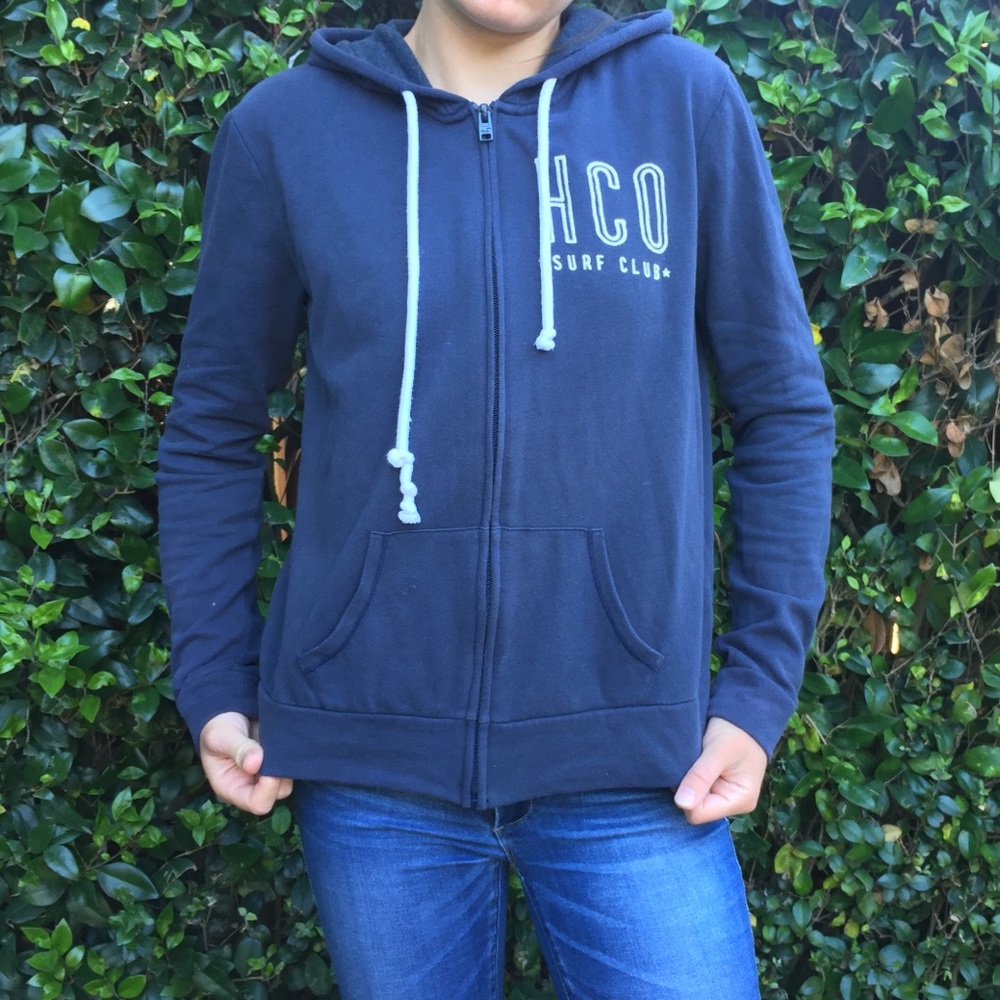 Navy Hollister Zip-Up Hoodie